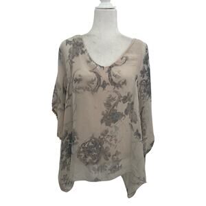 Ambra Made in Italy Silk Abstract Print Semi Sheer Top Lined Size Small Artwear